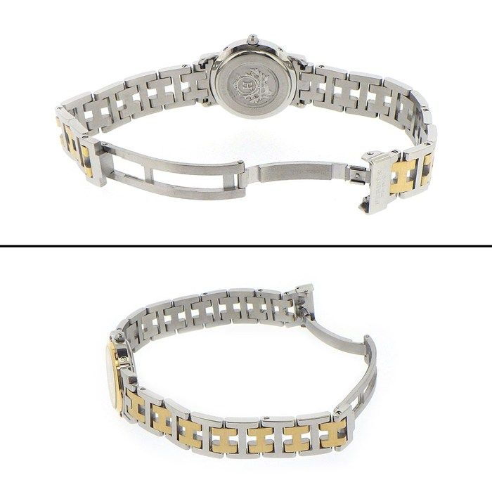 HERMES Clipper CL4.220 Quartz Watch - White Dial, Gold & Silver