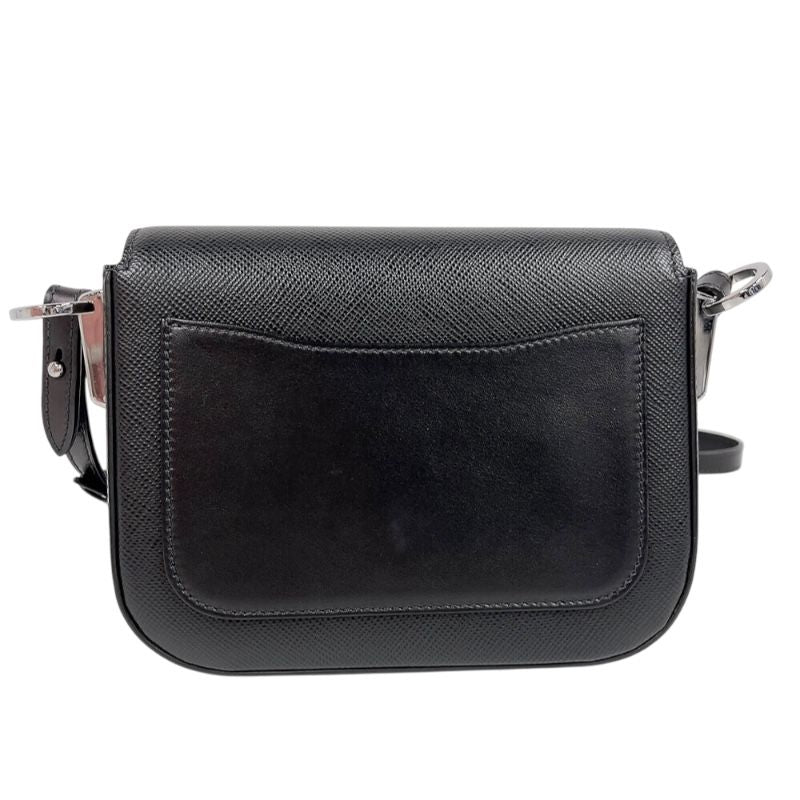 PRADA Saffiano Flap Bag 1BD249 in Black with Silver Hardware