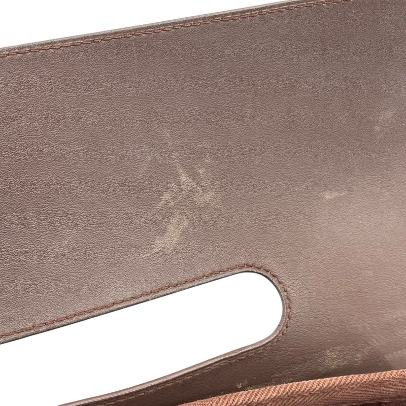 HERMES Valparaiso PM Dark Brown Canvas Handbag with Silver Hardware