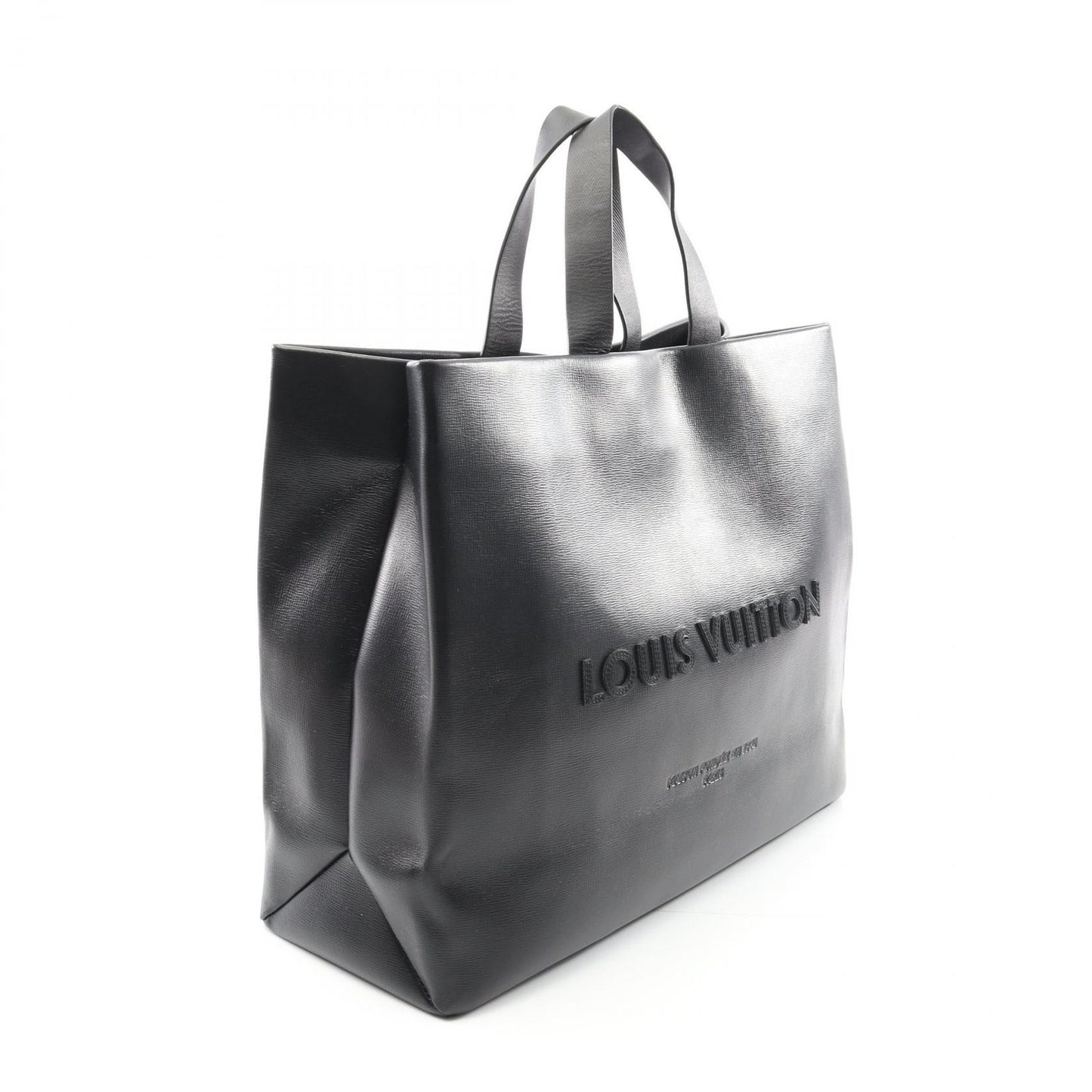 Louis Vuitton Noir Leather Shopper Tote MM - Timeless Elegance