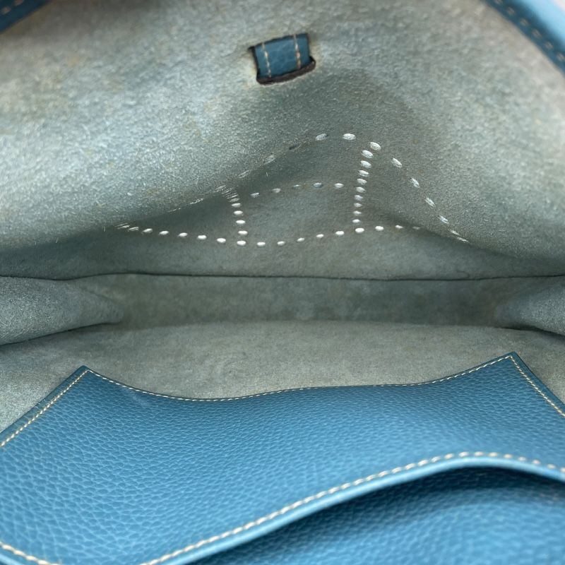 HERMES Evelyne 1 PM Blue Jean Togo Leather Shoulder Bag
