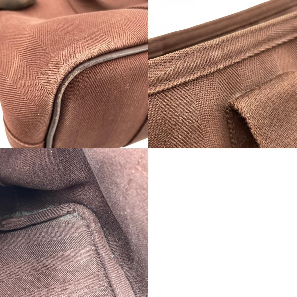 HERMES Valparaiso PM Dark Brown Canvas Handbag with Silver Hardware