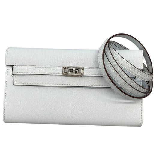 HERMES Kelly Longue Tote Go B Stamp Blue Brume Chevre Shoulder Bag