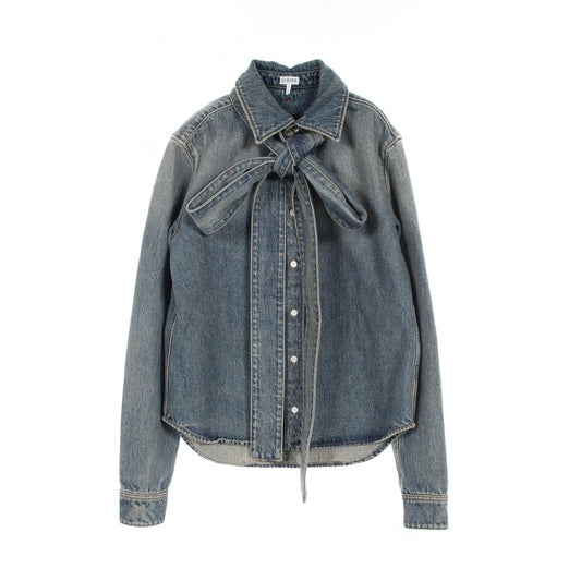 LOEWE Bow Shirt in Blue Cotton Denim - Exquisite Craftsmanship