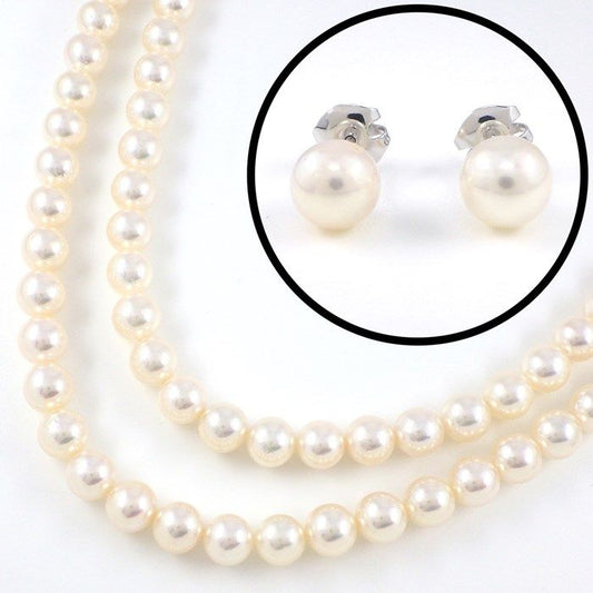 TASAKI Akoya Pearl Necklace & Earring Set in White Gold