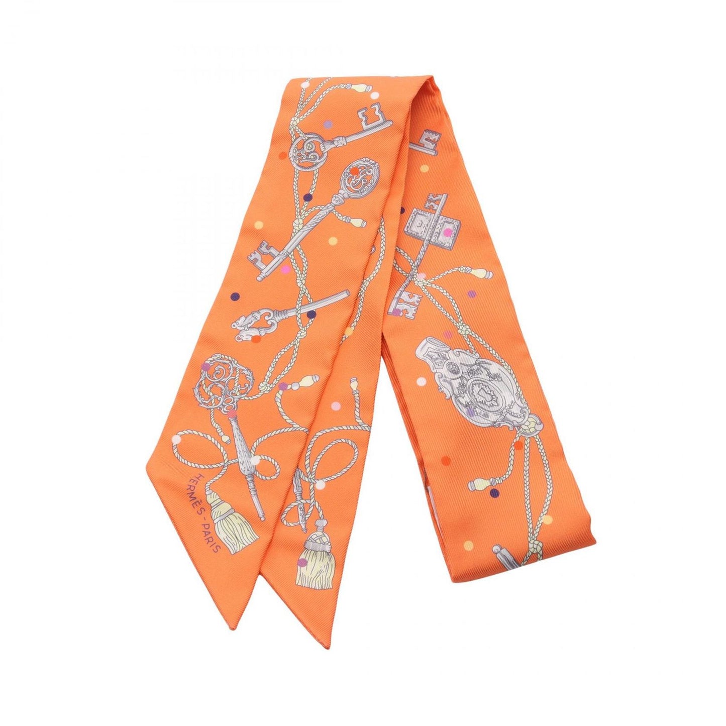 HERMES Les Cles A Pois Twilly Scarf - Exquisite Silk Accessory