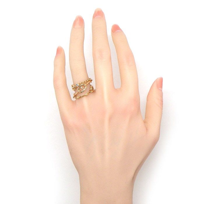 HERMES Chaine d'Ancre Chaos MM Ring with Diamonds - K18 Pink Gold
