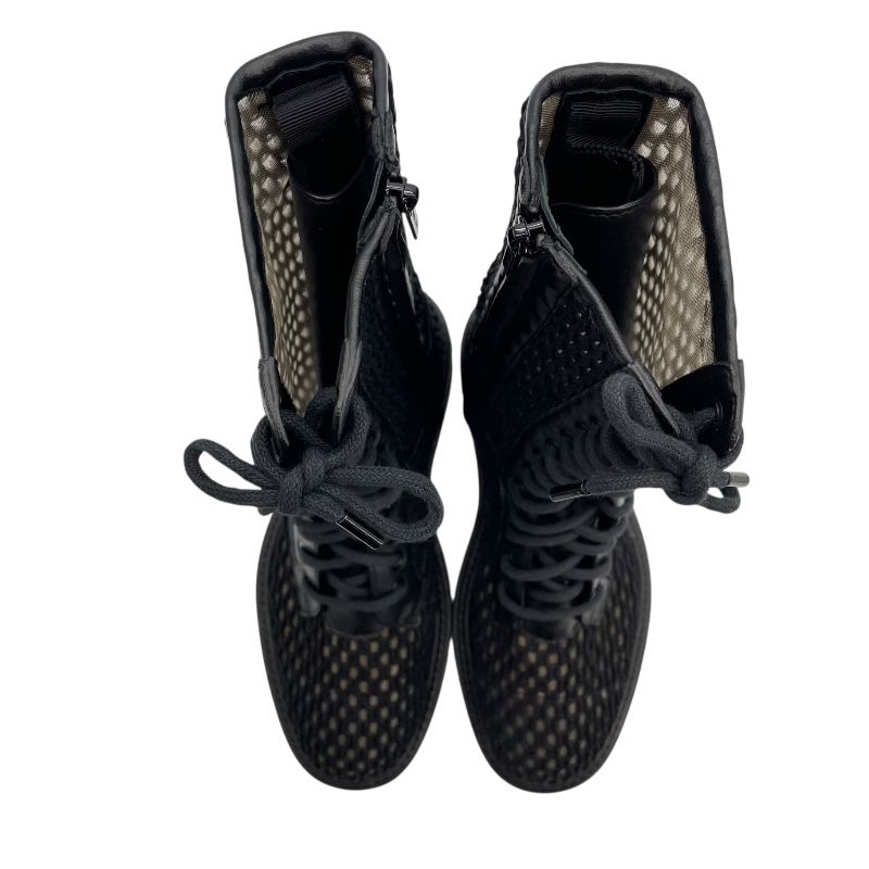 Jimmy Choo Black Leather Mesh Lace-Up Boots - Size 36