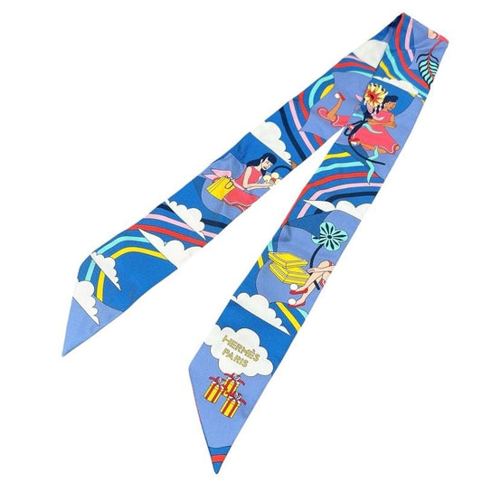 HERMES Twilly Carres Volants Multicolor Silk Scarf for Women