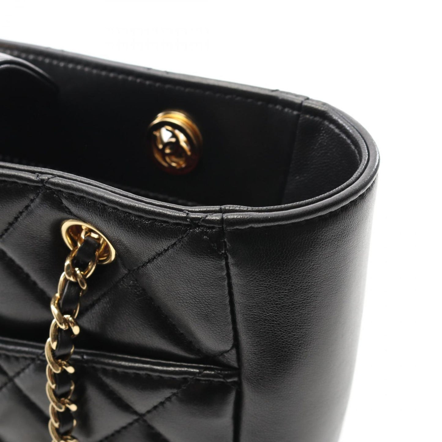 CHANEL Matelassé Small Shopping Tote Bag in Black Lambskin