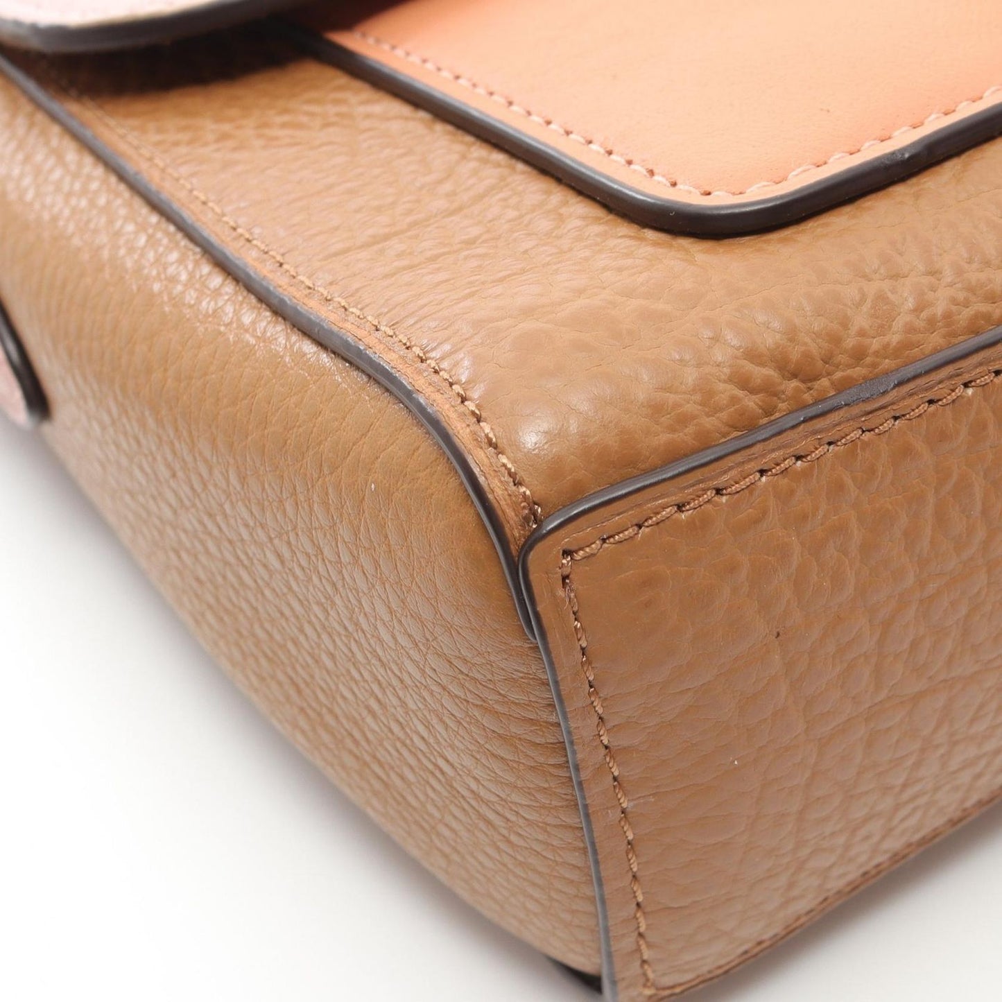 COACH 2-Way Leather Shoulder Bag in Pink & Camel - Timeless Elegance