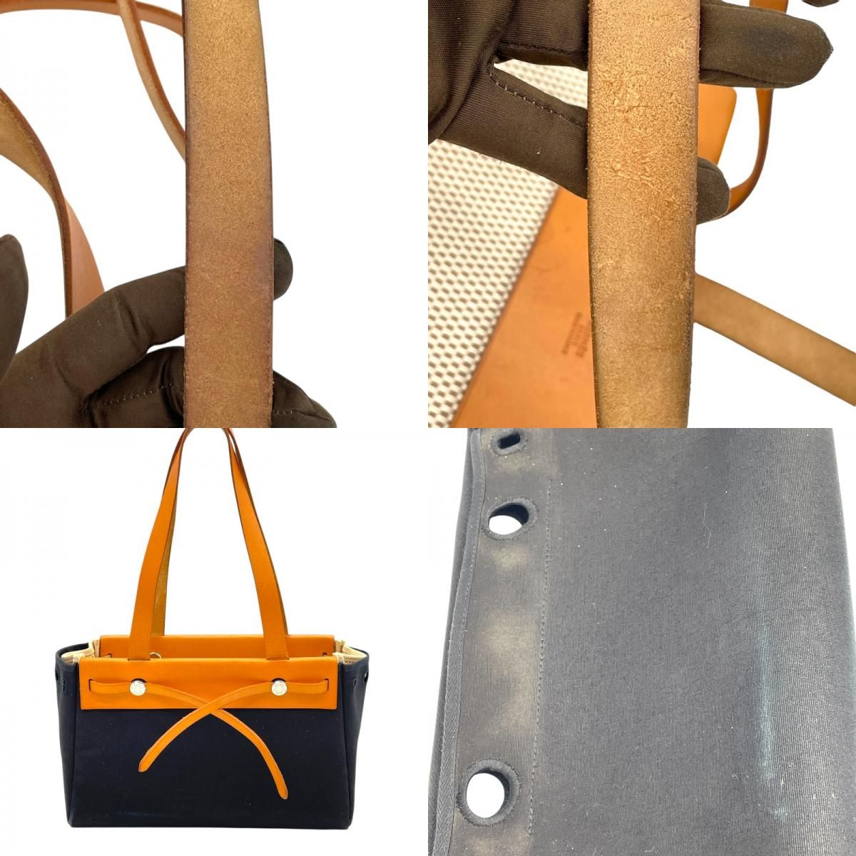 HERMES Émile Bag Cabas PM Ivory/Black with Silver Hardware