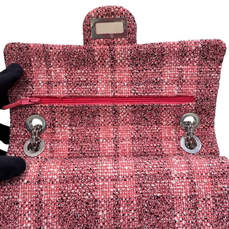 CHANEL 2.55 Tweed Shoulder Bag in Pink & Silver Hardware