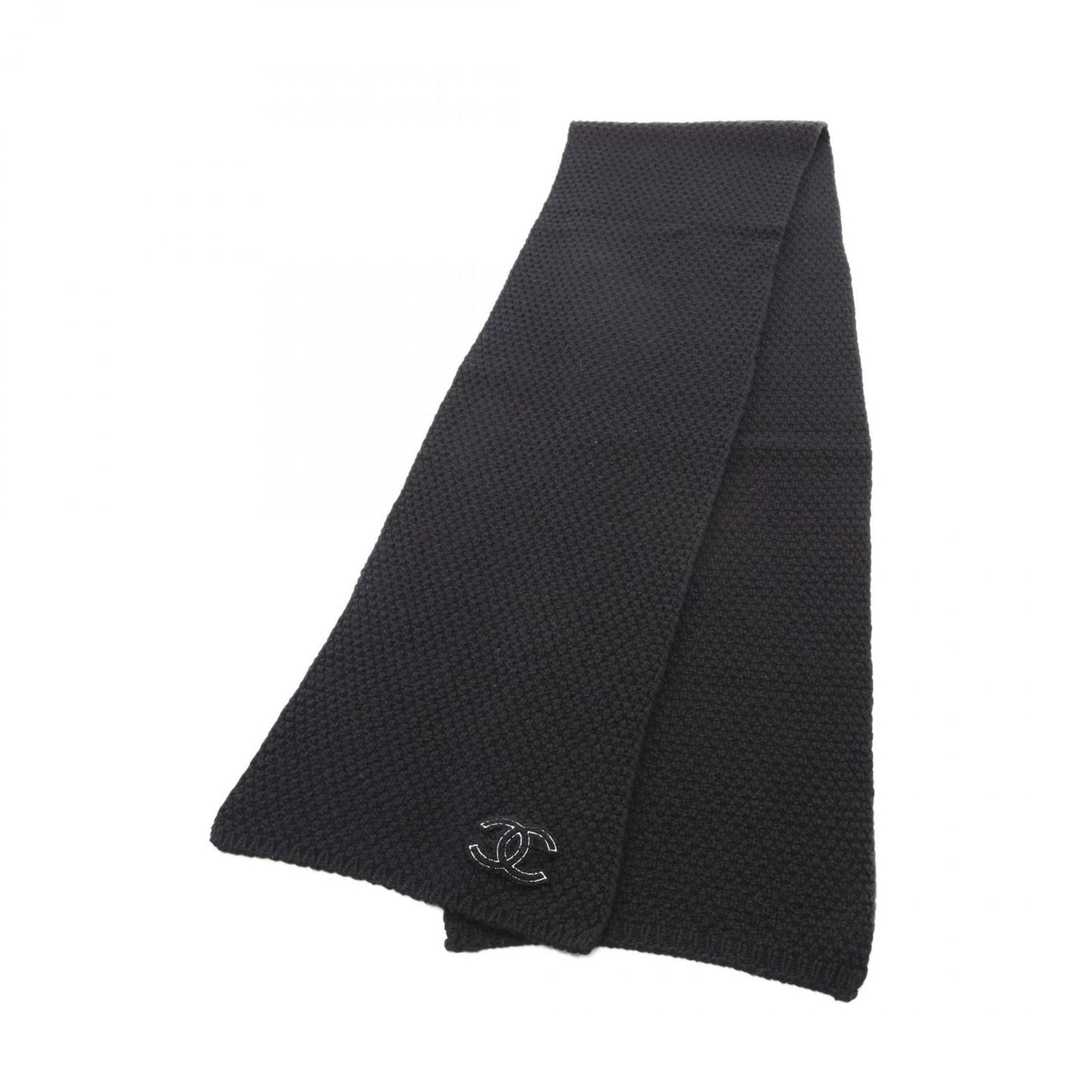 CHANEL Coco Mark Cashmere Scarf in Black - Timeless Elegance