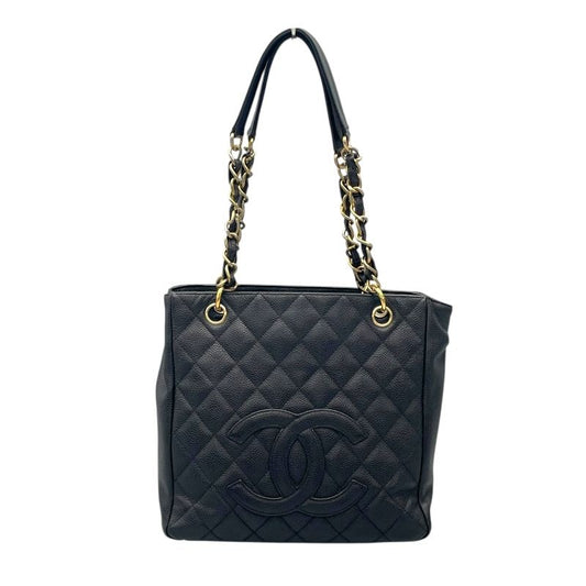 CHANEL PST Chain Tote Bag A50994 in Black Caviar Skin