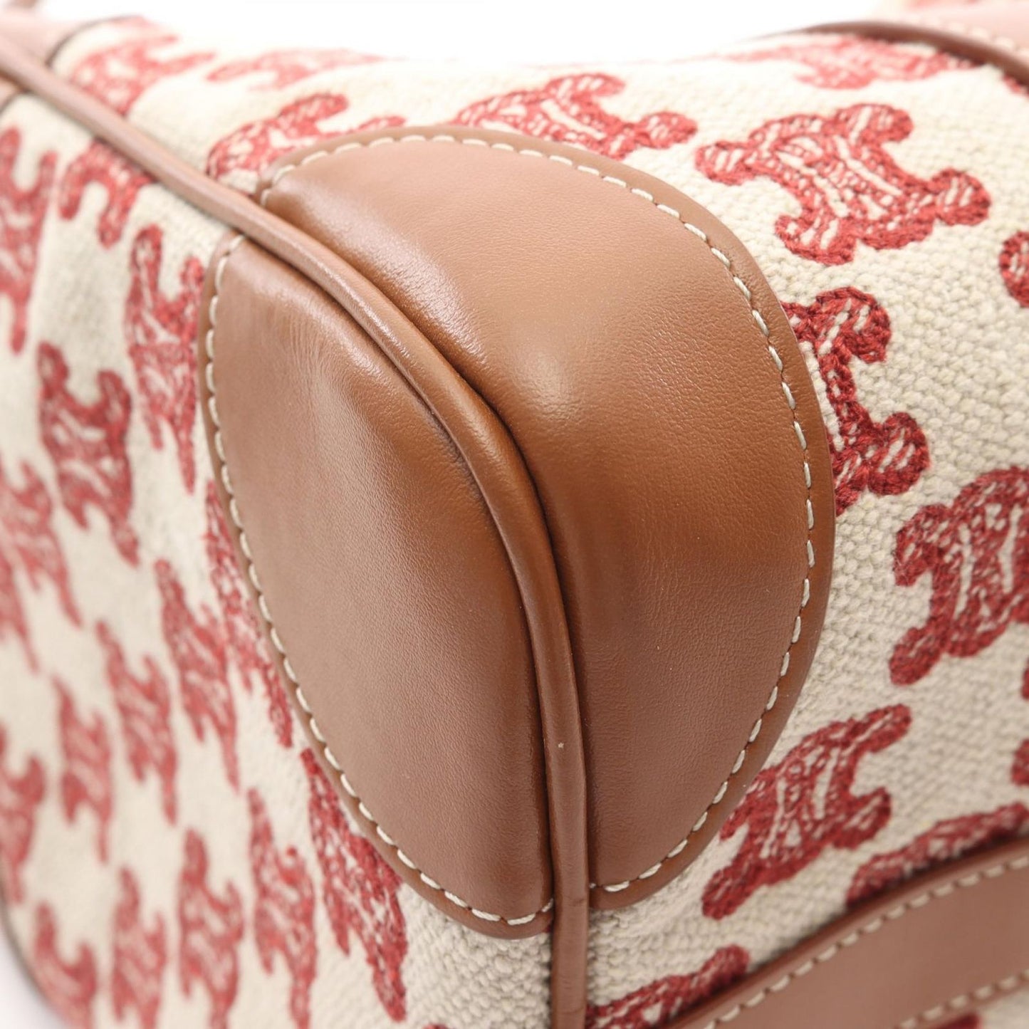 CELINE Triomphe Handbag in Beige/Brown Canvas & Leather