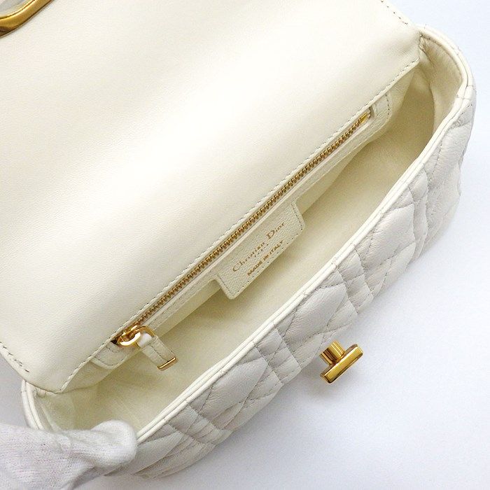 Dior Caro Soft Small Shoulder Bag in Ivory Calfskin