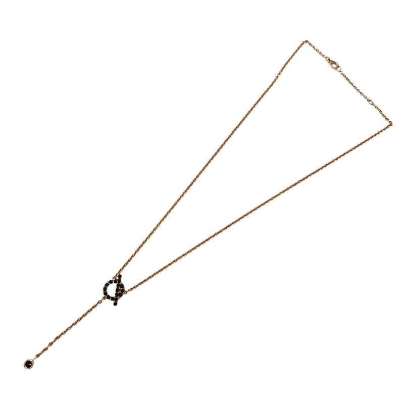 HERMES Finesse Necklace in K18 Pink Gold with Black Spinel