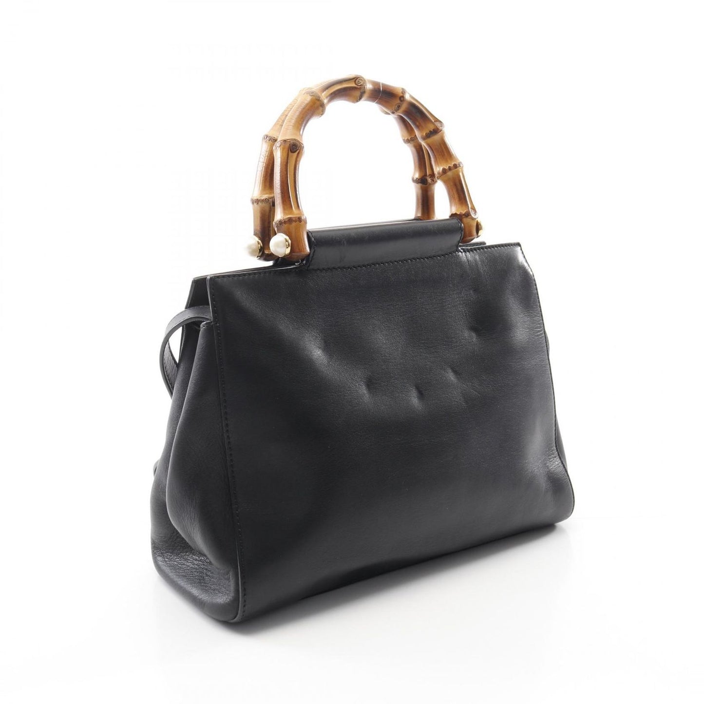 GUCCI Nimfair Bamboo Handbag - Black Leather, Exquisite Craftsmanship