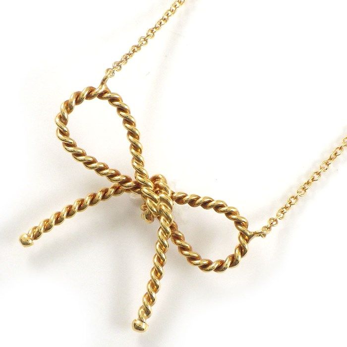 Tiffany & Co. Twist Bow Ribbon Necklace in K18 Yellow Gold