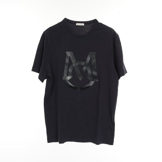 MONCLER Navy Cotton T-Shirt with Rubber Logo - Size S