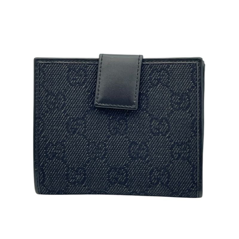 GUCCI Compact Wallet in GG Denim & Black Leather - Exquisite Craftsmanship
