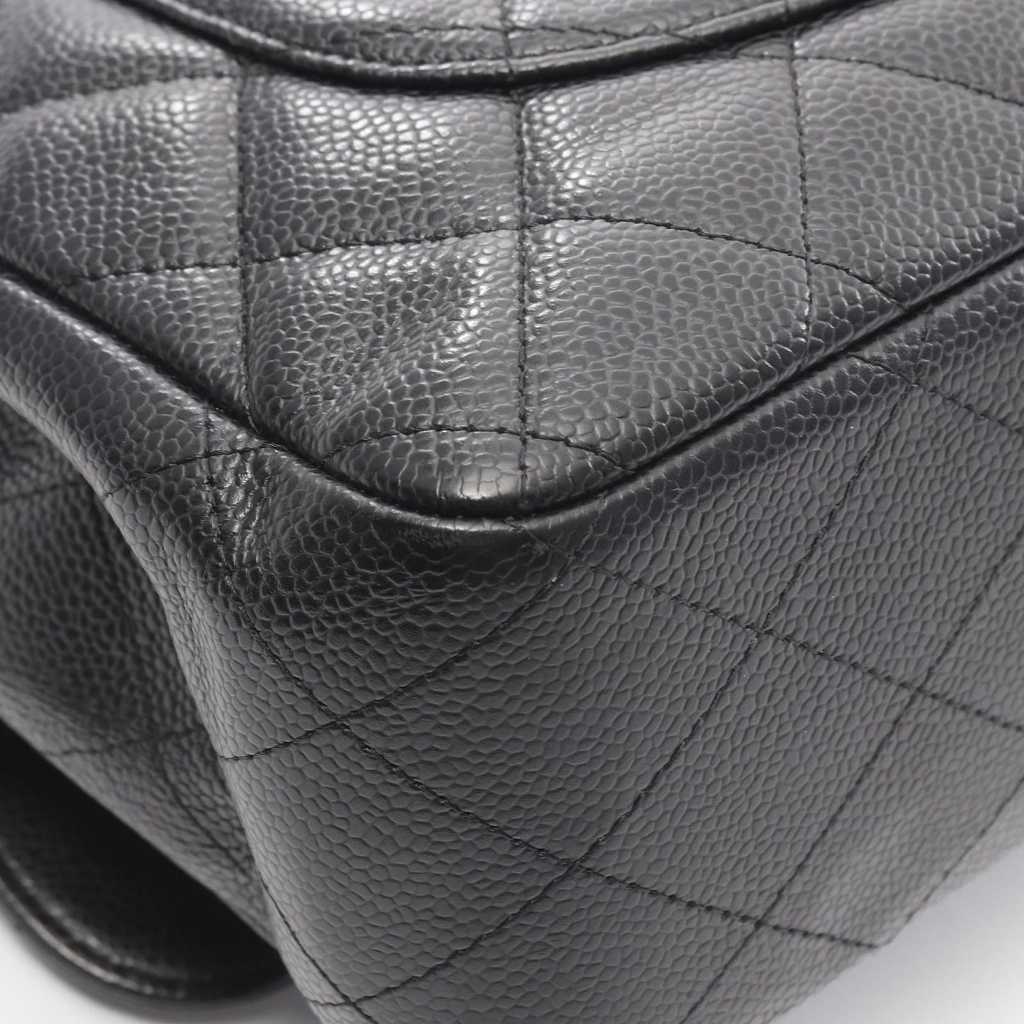 CHANEL De Camellia 30 Single Flap Shoulder Bag in Black Caviar Skin