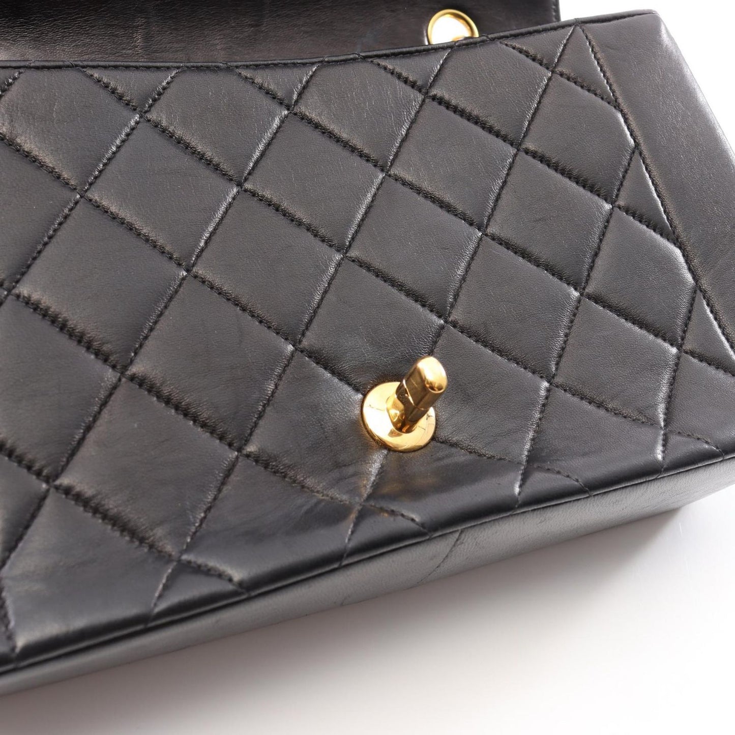 CHANEL Matelassé Diana Flap Shoulder Bag in Black Lambskin