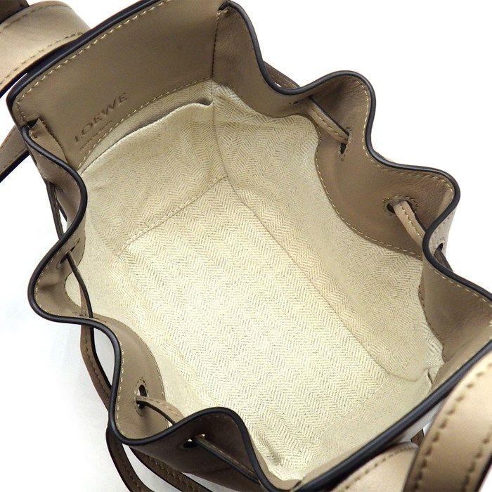 LOEWE Hammock Mini Drawstring Shoulder Bag in Greige Calfskin
