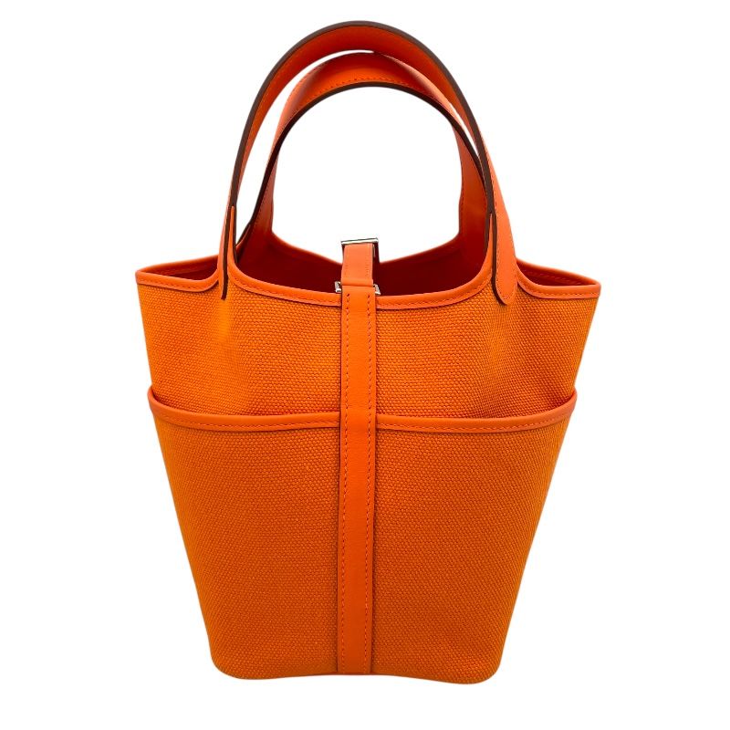 HERMES Picotin Lock PM Cargo Handbag - Orange with Silver Hardware