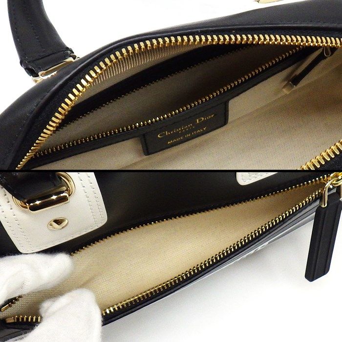 Dior Vibe Small Bowling Bag M6209OOBR in Black/White Calfskin