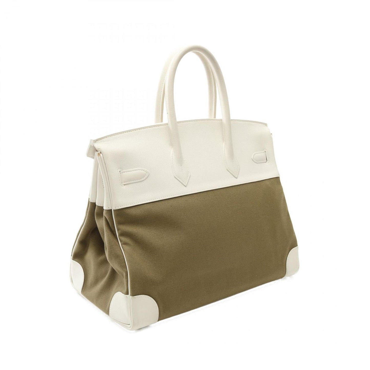 HERMES Birkin 35 Handbag in White/Khaki - Timeless Elegance