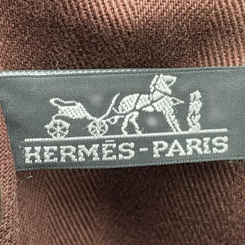 HERMES Valparaiso PM Dark Brown Canvas Handbag with Silver Hardware