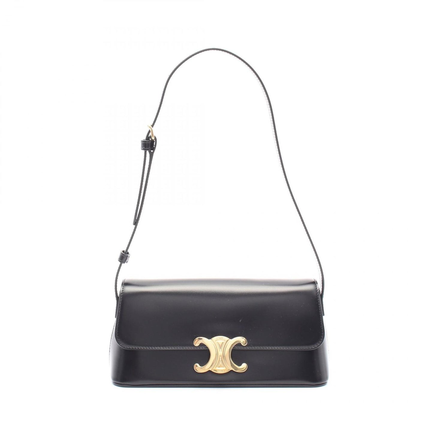 CELINE Triomphe Black Leather Shoulder Bag - New Arrival