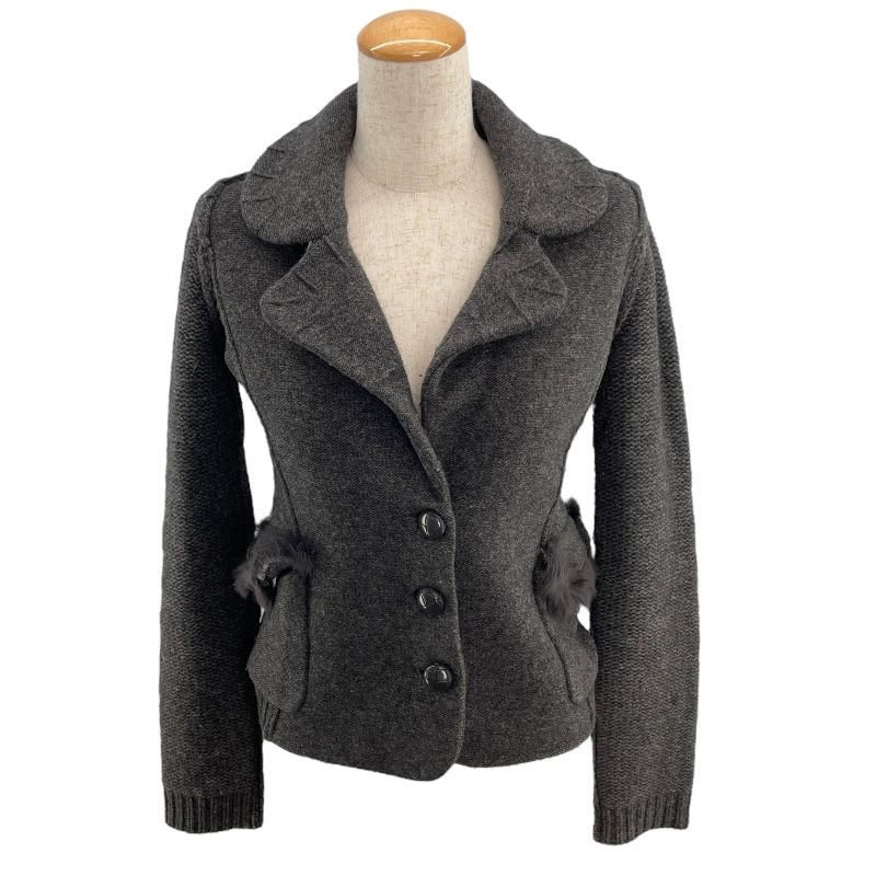 Emporio Armani Women's Grey Wool Knit Jacket - Timeless Elegance