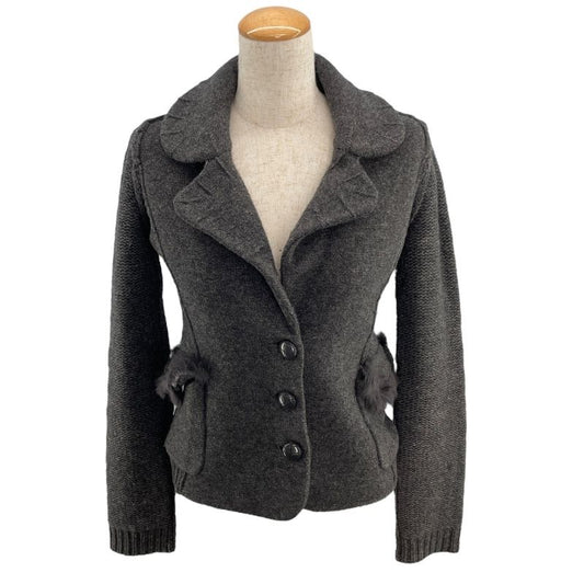 Emporio Armani Women's Grey Wool Knit Jacket - Timeless Elegance