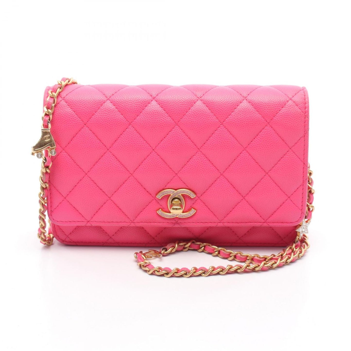 CHANEL Matelassé Shoulder Bag in Shocking Pink Caviar Skin