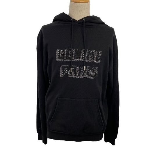 CELINE Logo Studded Black Cotton Sweatshirt - Size S