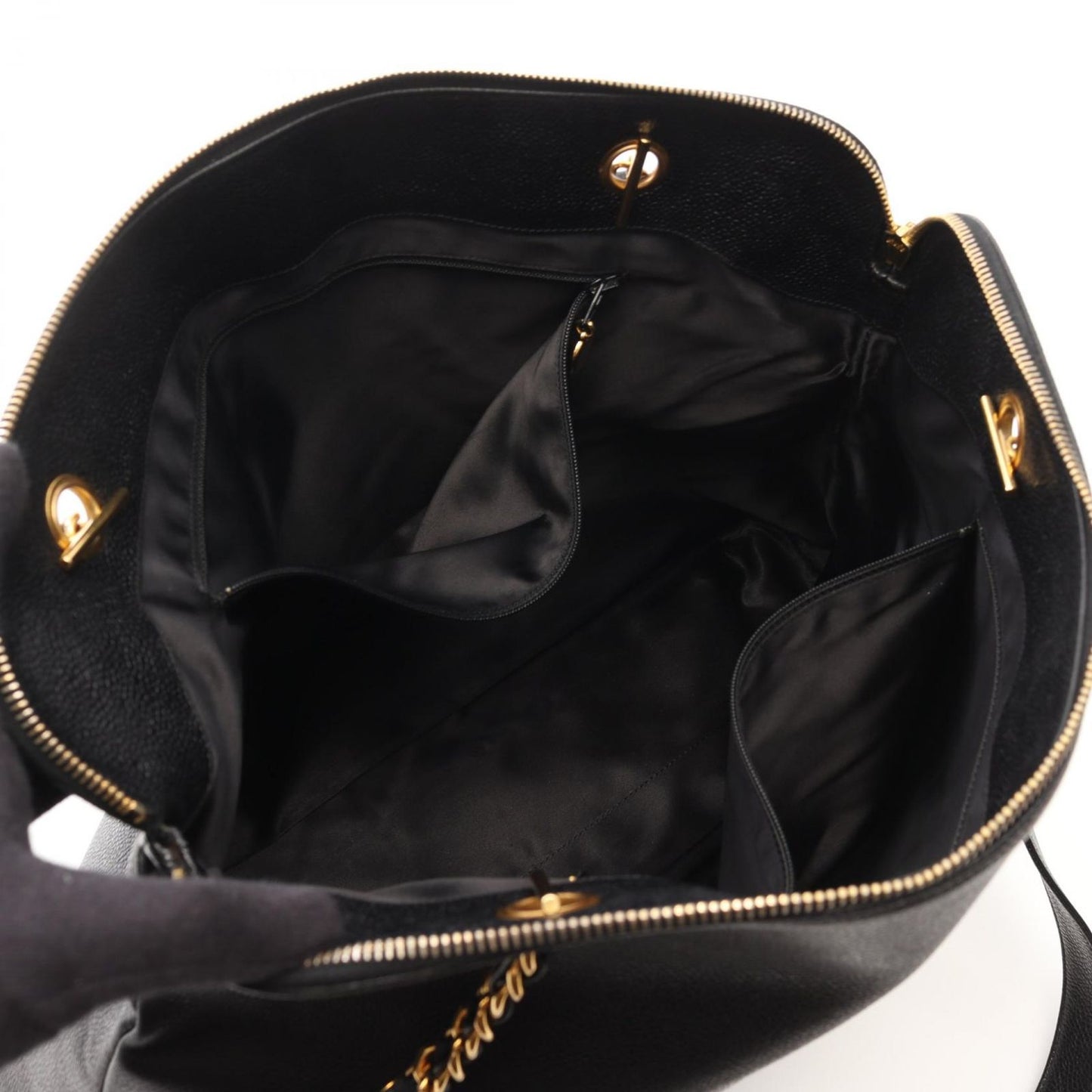 CHANEL Large Coco Mark Tote Bag in Black Caviar Leather