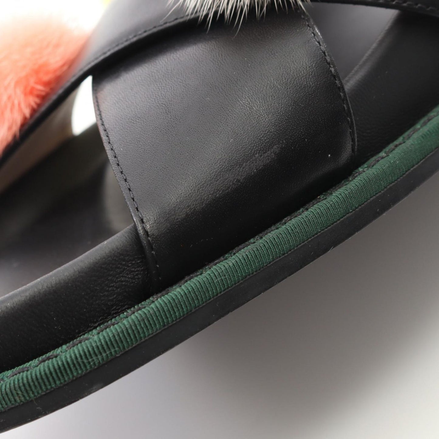 FENDI Leather & Fur Sandals - Elegant Black & Multicolor Design