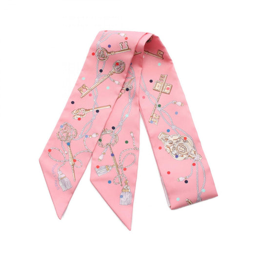 HERMES Les Cles A Pois Silk Twilly Scarf - Unused Luxury Accessory