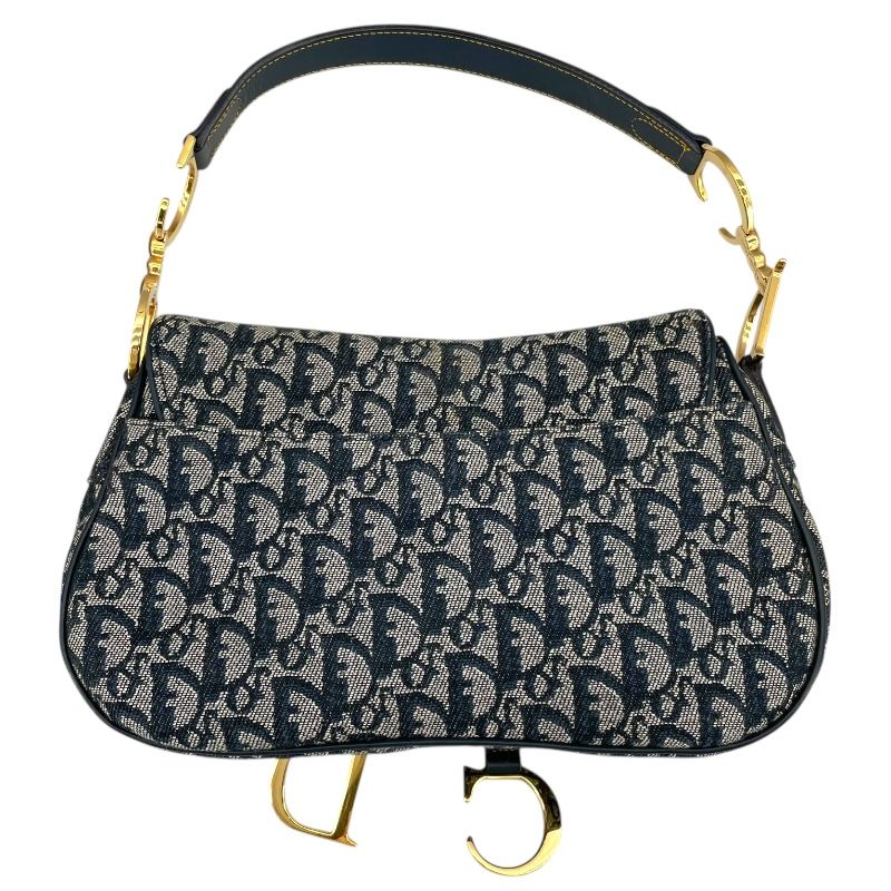 Christian Dior Trotter Saddle Bag in Navy Oblique Jacquard