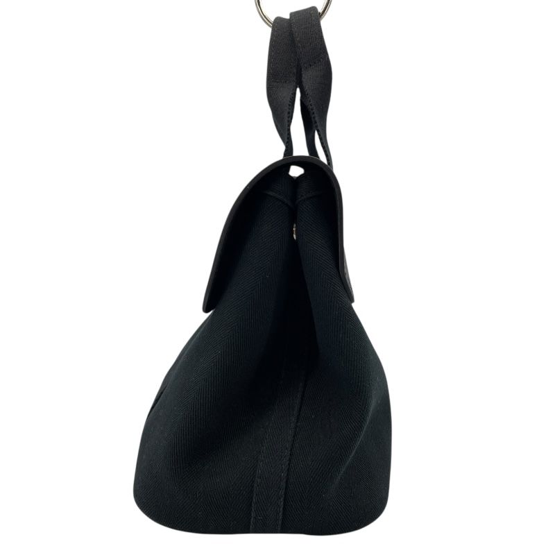 HERMES Valparaiso PM Black Handbag with Silver Hardware