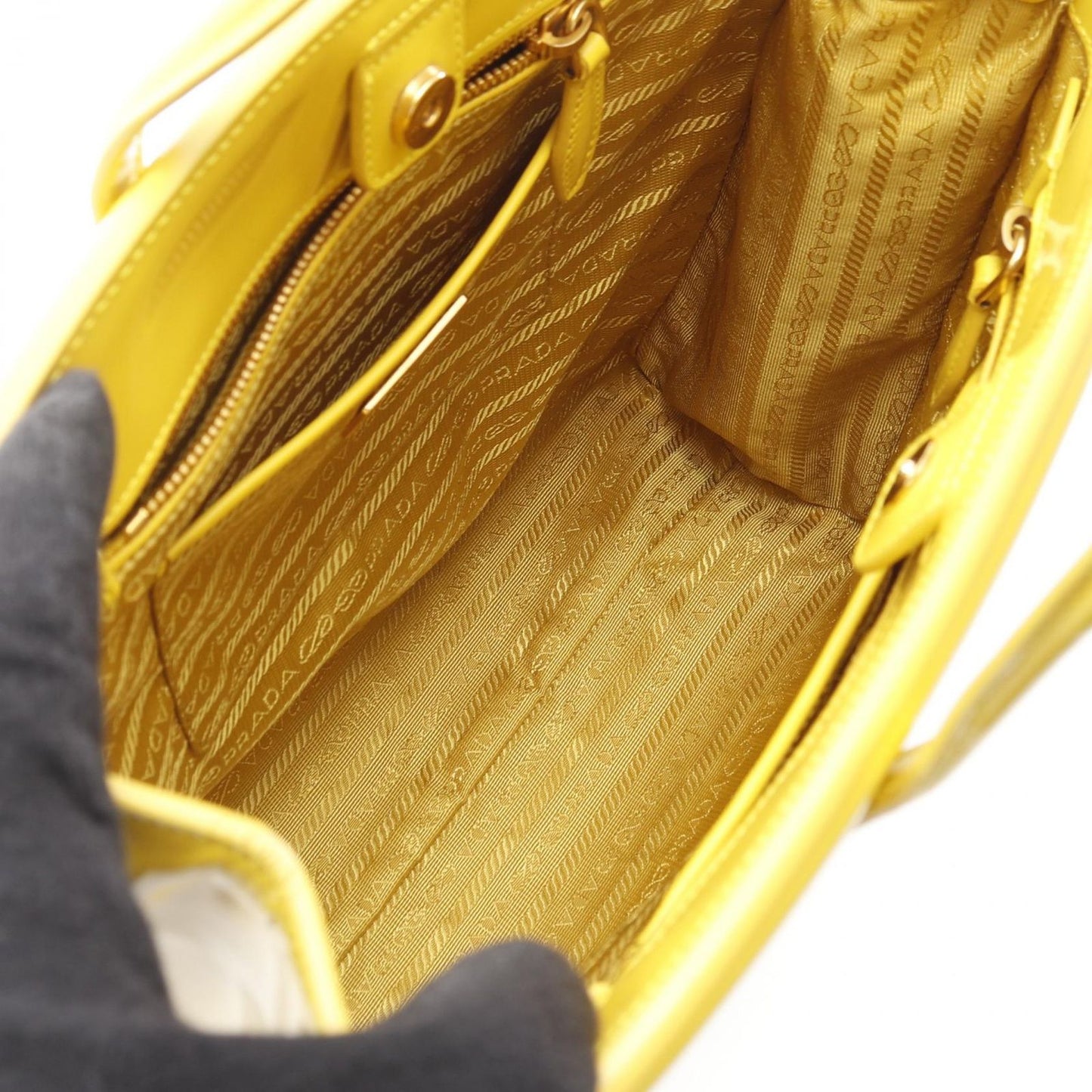 PRADA Saffiano Vernic Handbag in Yellow - Timeless Elegance