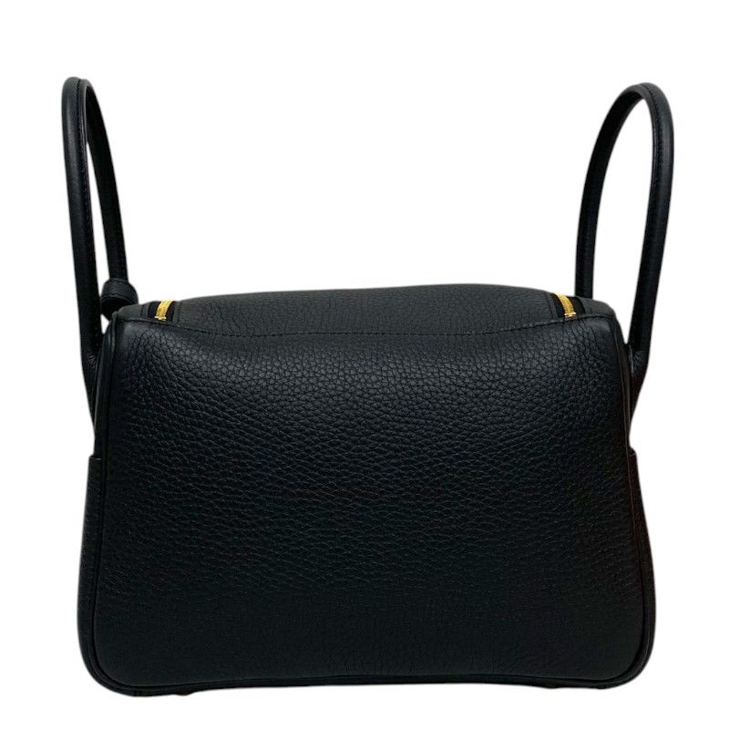 HERMES Lindy 26 K刻 Black & Gold Togo Leather Shoulder Bag