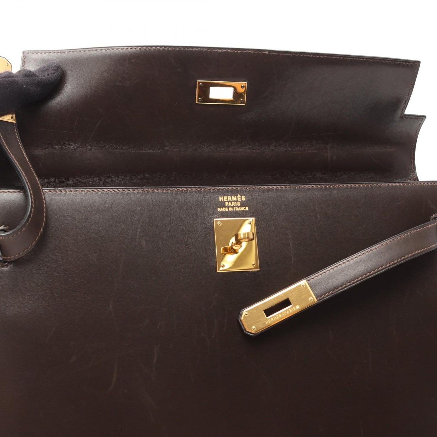 HERMES Kelly 35 Handbag in Ebeve Calfskin - Timeless Elegance