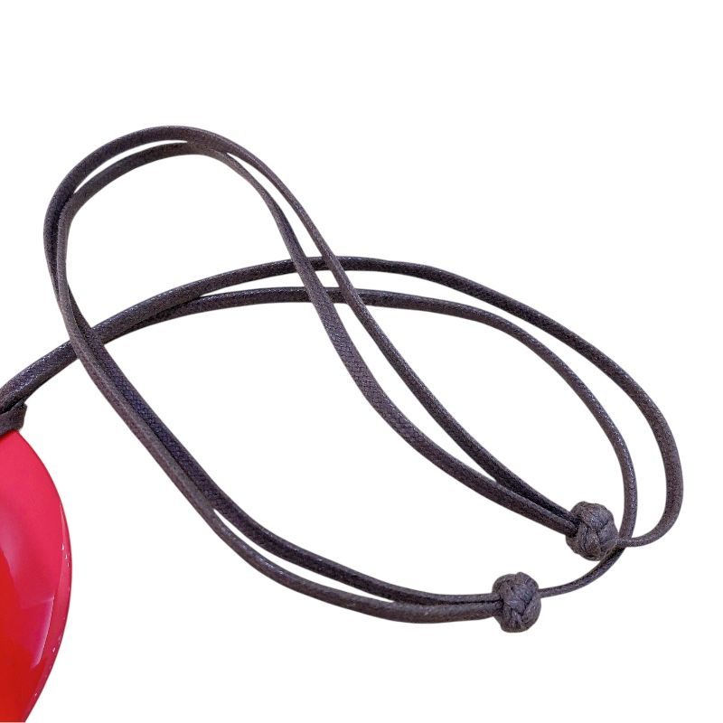 HERMES Minimal City Pendant Necklace in Red/Orange Buffalo Horn