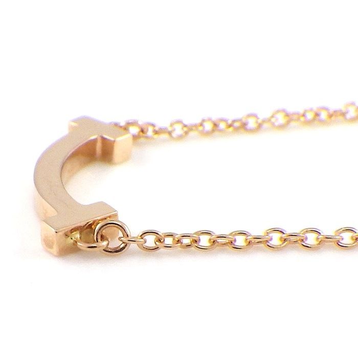 Tiffany & Co. T Smile Mini Necklace in K18 Pink Gold