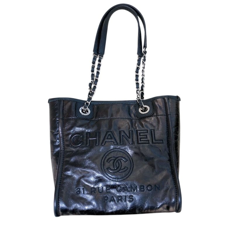 CHANEL Deauville PM Aged Calfskin Shoulder Bag - Timeless Elegance
