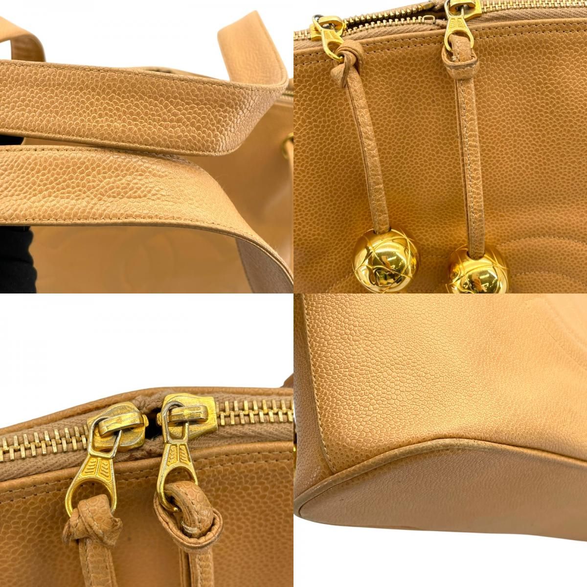 CHANEL Coco Ball Tote Beige Caviar Skin Handbag - Timeless Elegance